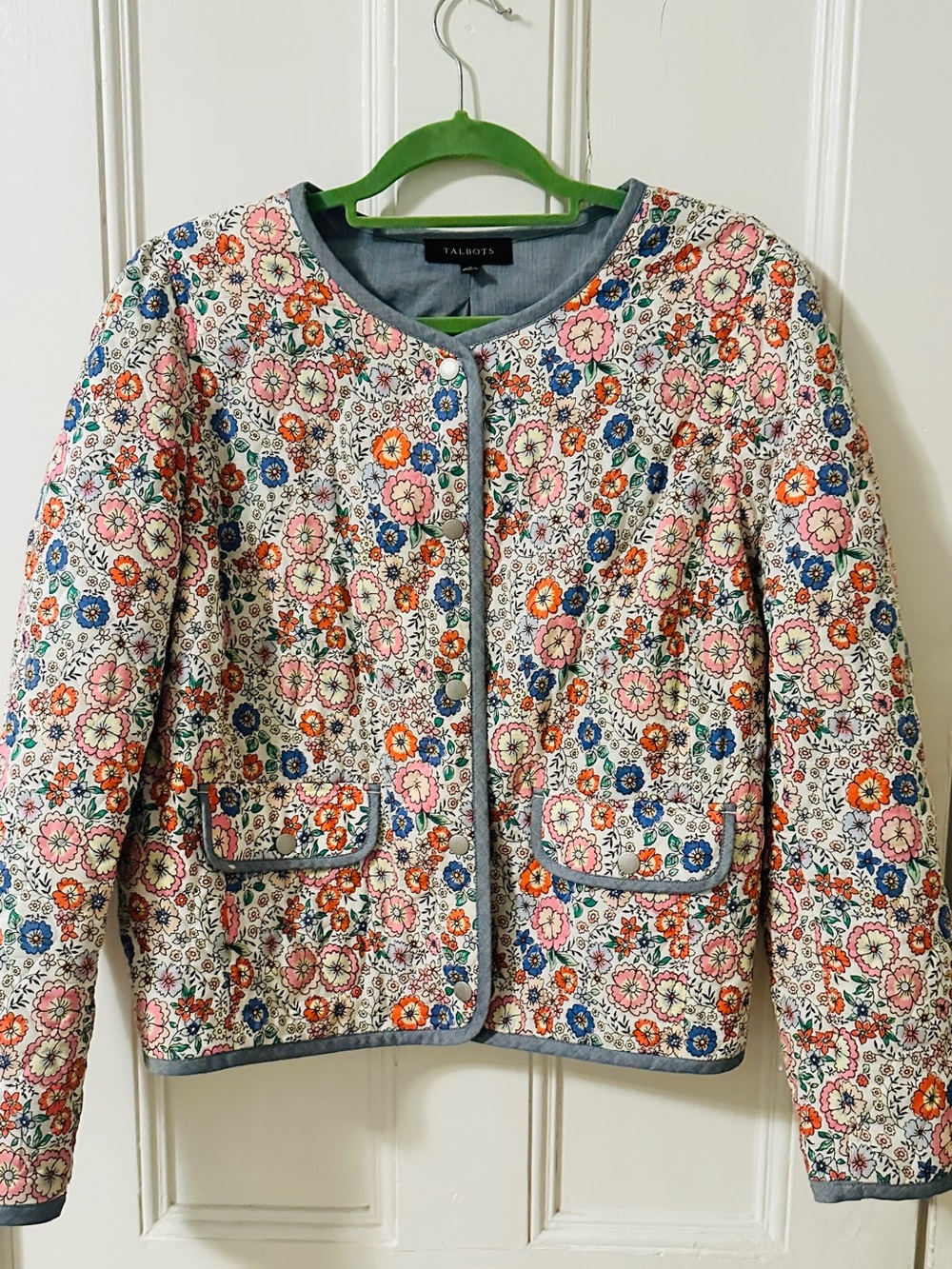 Talbots Floral Quilted Jacket Size 16